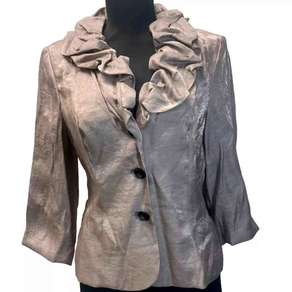 Liliana Shimmer Pale Purple Lavender Jacket Coat Size 8 NWT Ruffle Collar B22#6